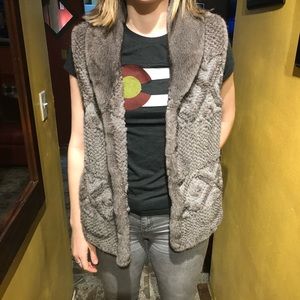 25” Dyed Knitted Mink Vest, Shaw Collar